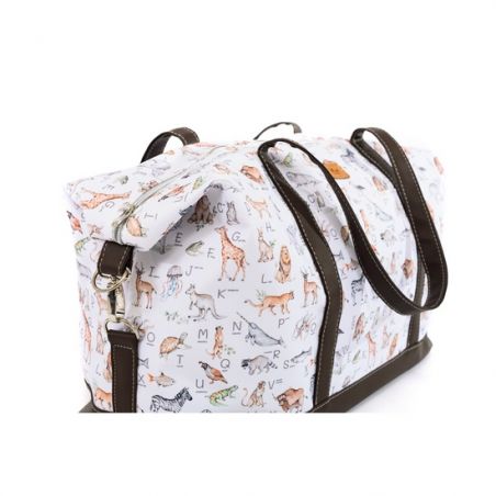 Birthing bag/travel bag "Animal alphabet" with brown 38x51cm