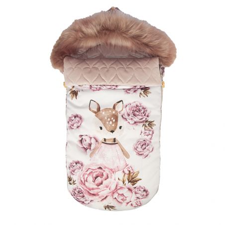 Sleeping bag for carrycot and baby carrier with fur "Deer" 85x40cm