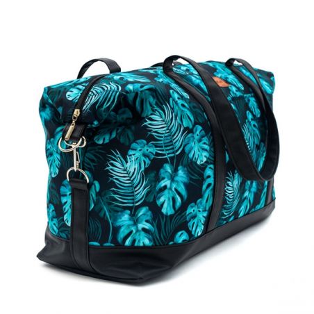 Porodní / cestovní taška "Palmy a listy" v modré barvě 38x51cm