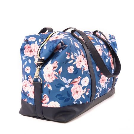 Porodní / cestovní taška "Růžová zahrada" v tmavě modré barvě 38x51cm