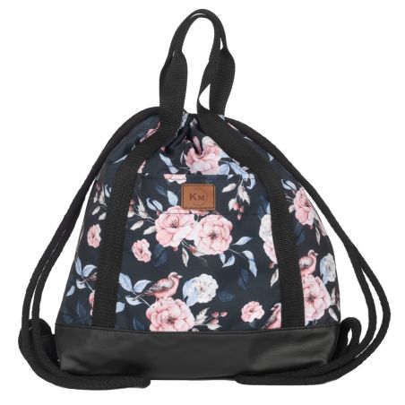 Sack - backpack "Rose garden" on black